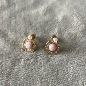 Gold Pink Pearl and Gem Detailing Stud Earrings